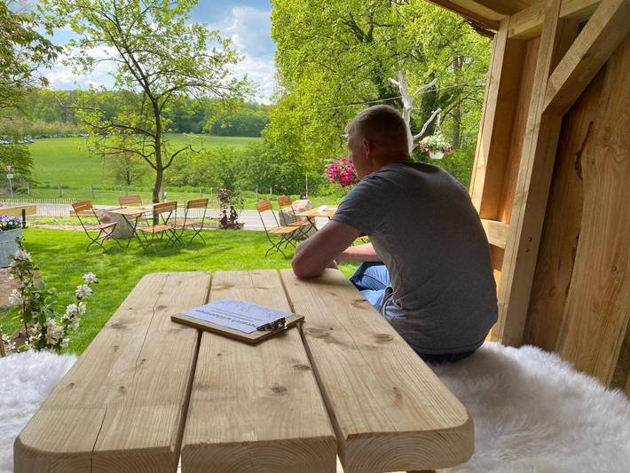 Ferienwohnung für 4 Personen, mit Terrasse und Garten sowie Ausblick