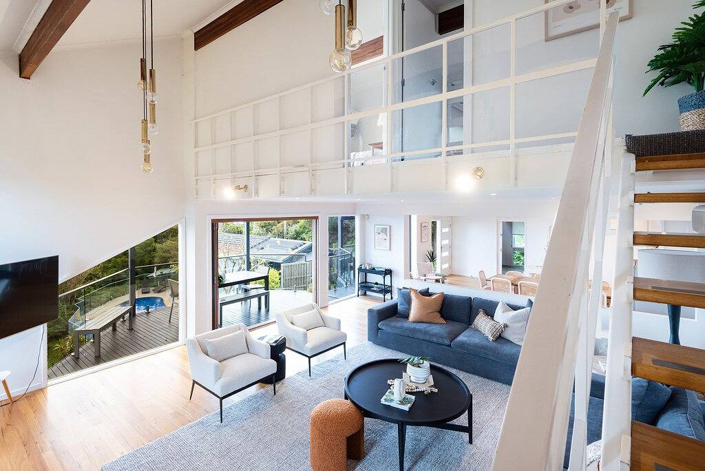 Blick auf die Bucht von der Drury Lane in Melbourne, Mornington Peninsula