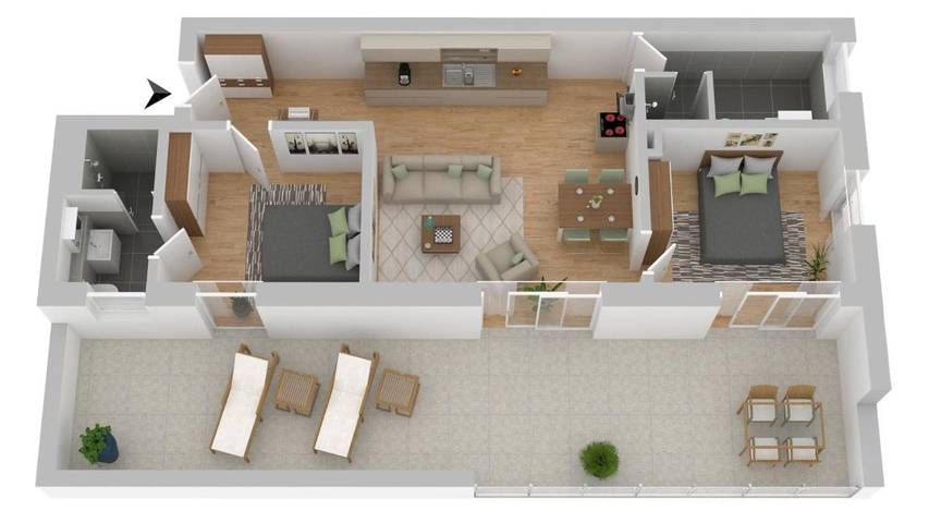 Ferienwohnung für 4 Personen, mit Balkon und Terrasse sowie Seeblick und Ausblick in Börgerende-Rethwisch - 4