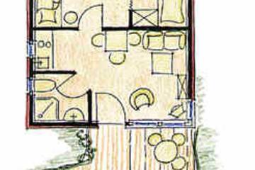 Ferienhaus für 3 Personen, mit Terrasse und Garten am Fleesensee