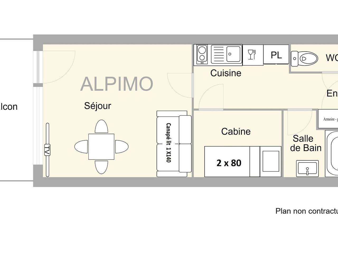 Entire apartment, Cozy Studio with Mountain View, Balcony, and Central Location – Sleeps 4 in Les Saisies, Albertville region