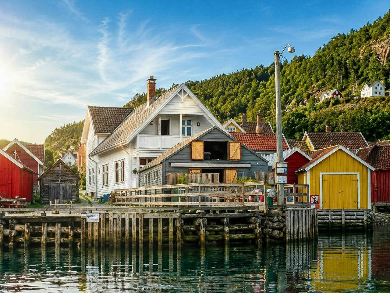 Historisches Haus am Fjord in Solvorn in Sognefjord