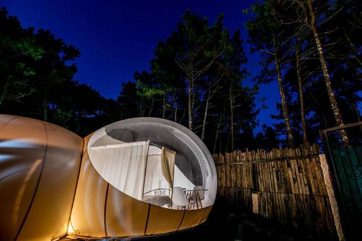 Tienda para 2 personas, con Terraza y Jacuzzi además de Jardín y Vistas en O Grove