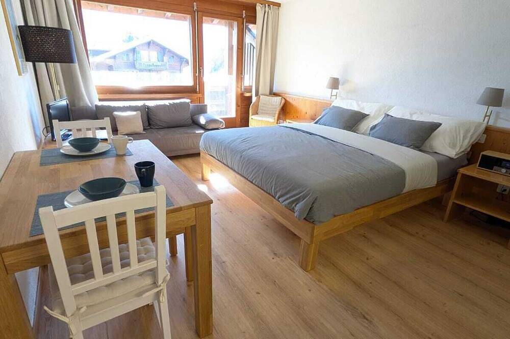 Ganze Wohnung, Studio with balcony, Niesen view & parking near Interlaken, Thunersee & Blausee in Aeschi bei Spiez, Thunersee