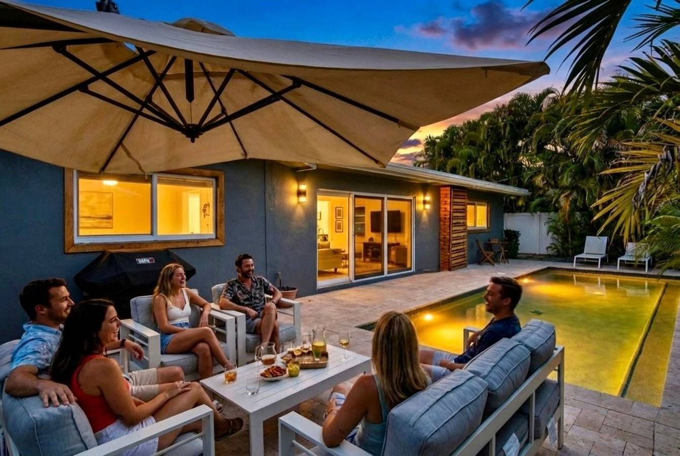 Beach Bliss: 10 Mins to Waves, 3Br Oasis with Pool in Oakland Park (Florida), Broward County