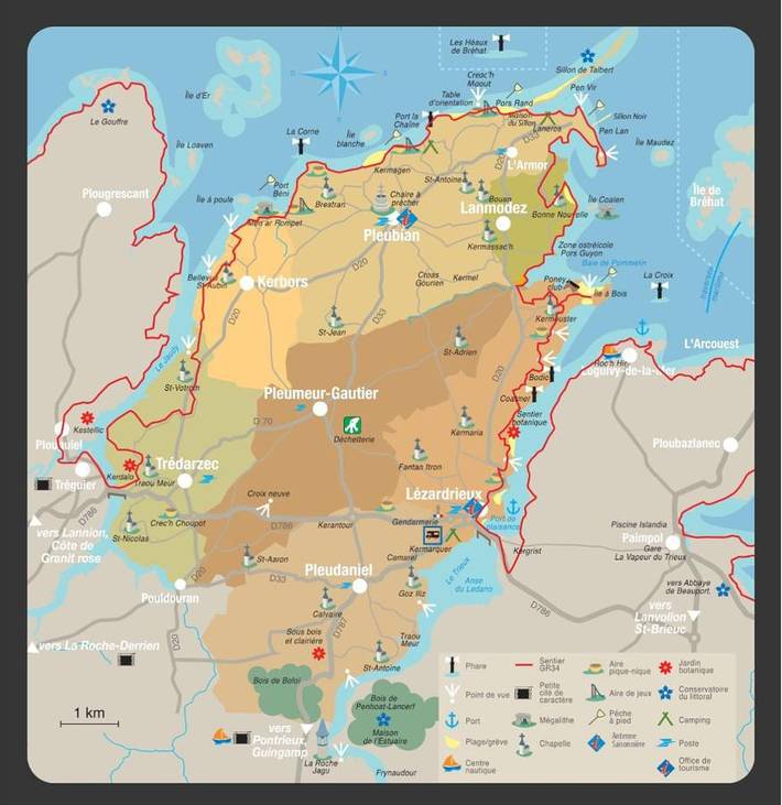 Maison de campagne pour 9 personnes, avec jardin, animaux acceptés à Pleumeur-Gautier