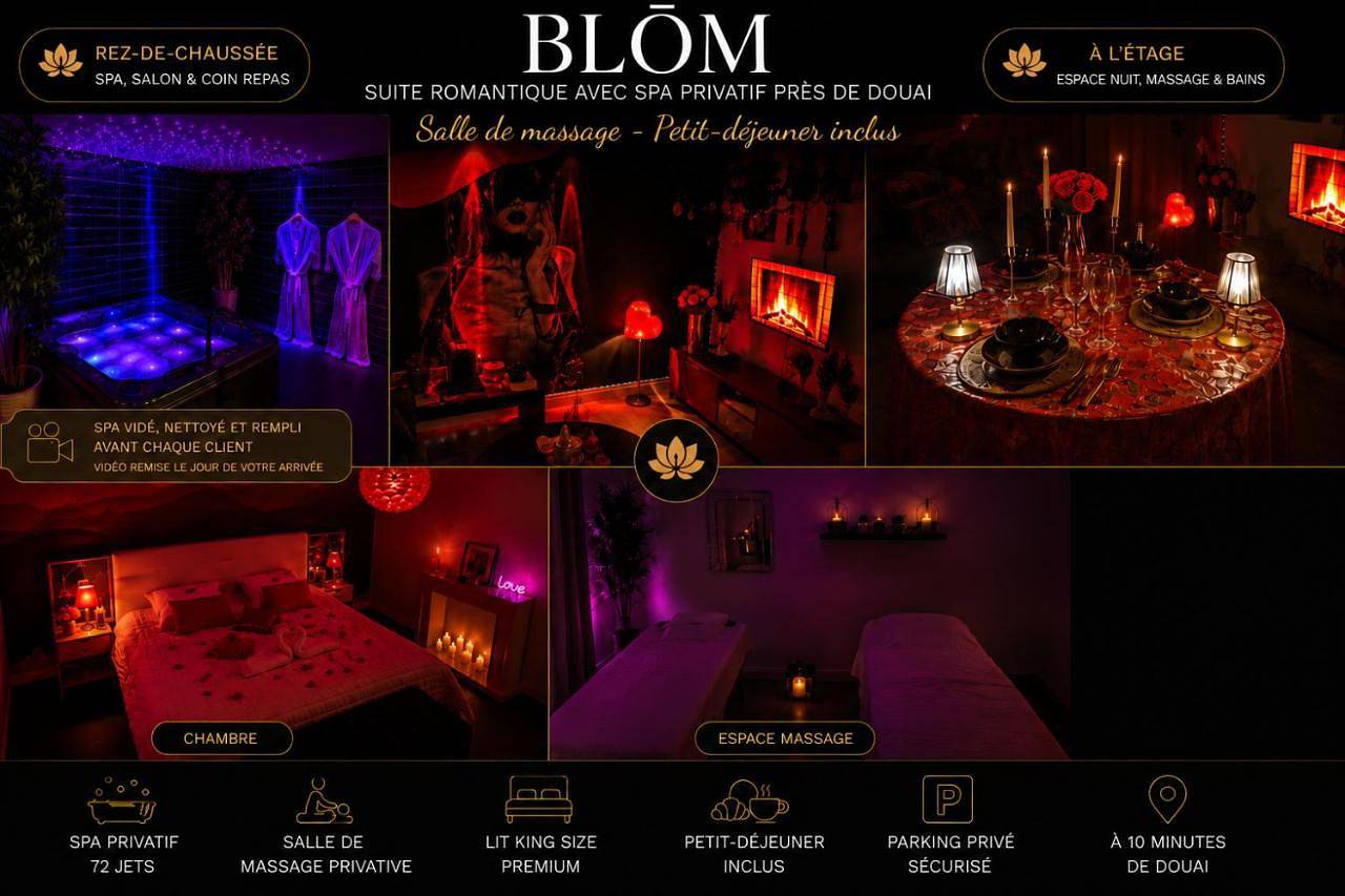 Appartement entier, Blom Spa privatif près de Douai, salle de massage, petit-déjeuner inclus in Guesnain, Département Nord