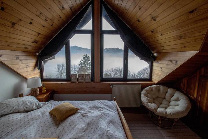 Ferienwohnung für 4 Personen, mit Garten und Sauna sowie Ausblick
