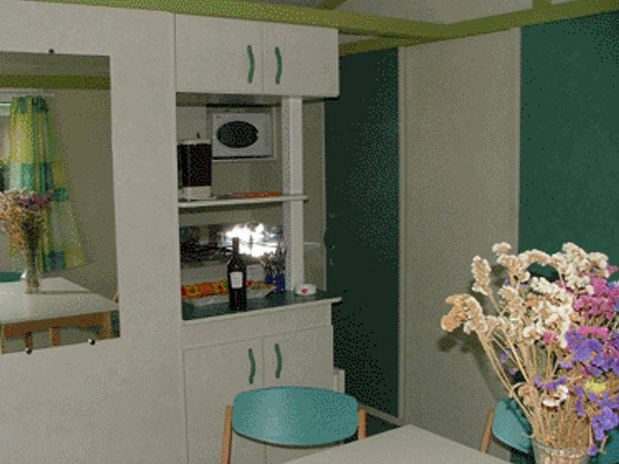 Camping Le Plan d'eau St Charles - Chalet 5 personnes - Bois avec terrasse in Damiatte, Région de Castres