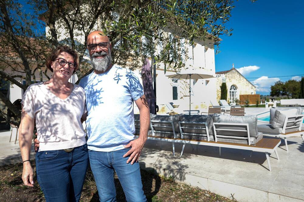 Vierbettzimmer-Exklusiv-Ensuite mit Dusche-Blick auf die Landschaft in Saint-Sulpice-de-Faleyrens, Libourne und Umgebung