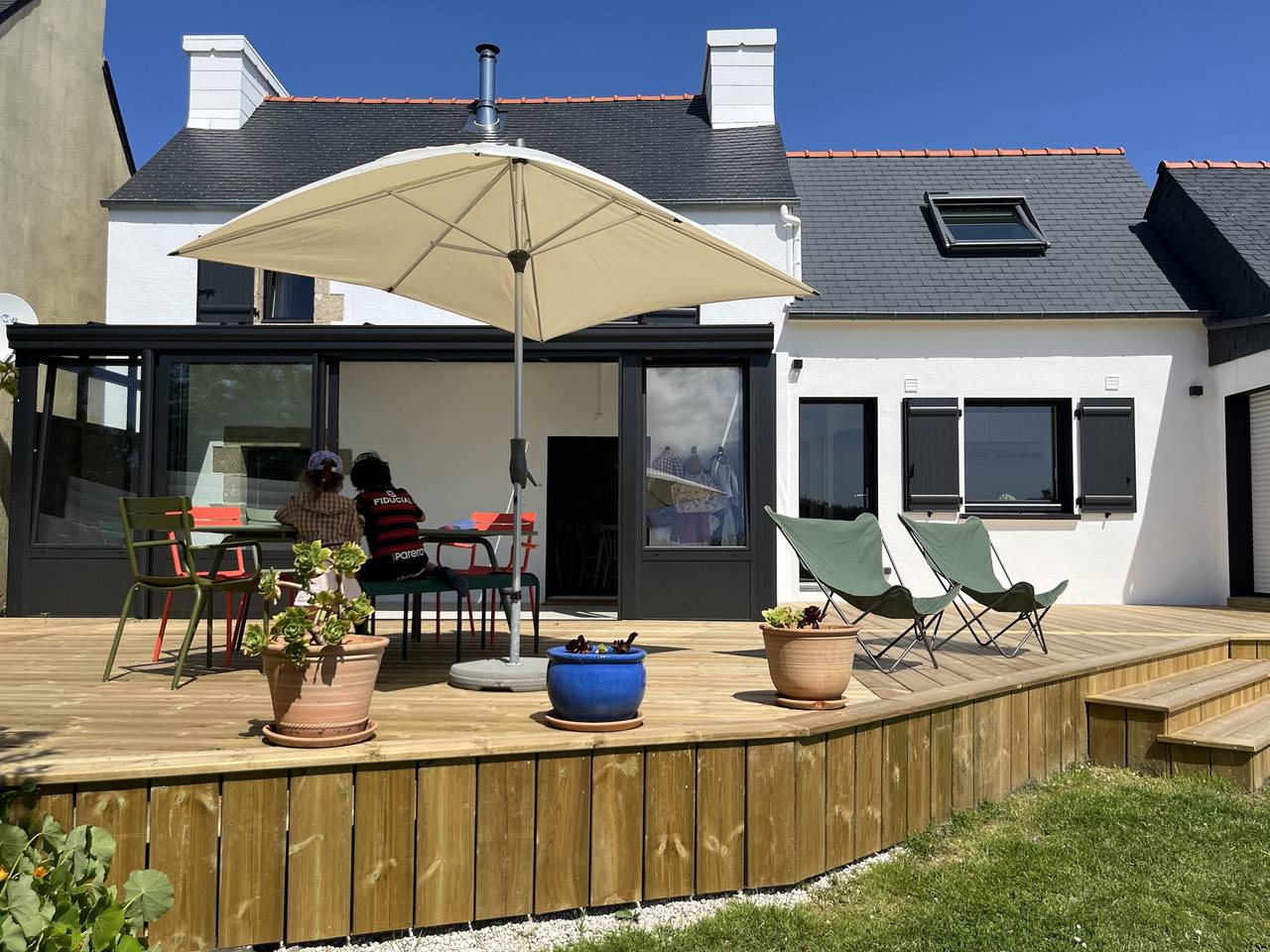 Plage à 300 m, maison pour 7, jardin et véranda in Lilia, Plouguerneau
