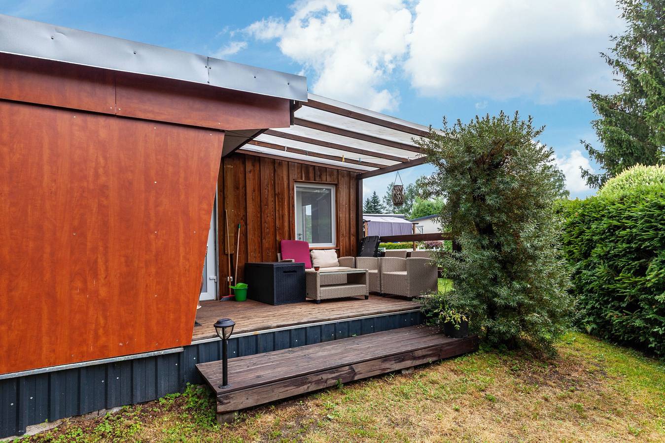 Ferienhaus 36 mit privater Terrasse, Gemeinschaftsgarten und Wlan in Bungalowdorf Zadelsdorf, Zeulenroda-Triebes