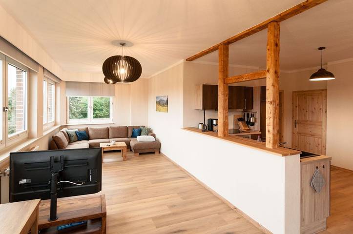 Ferienhaus für 9 Personen, mit Terrasse und Garten sowie Sauna und Ausblick in Friedrichsbrunn