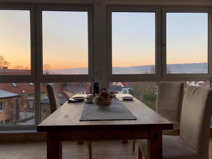 Ferienwohnung für 2 Personen, mit Terrasse und Garten sowie Ausblick in Bad Frankenhausen