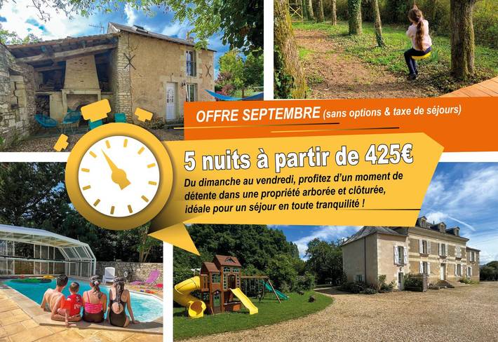 Gîte pour 4 personnes, avec terrasse ainsi que piscine et jardin à Dissay