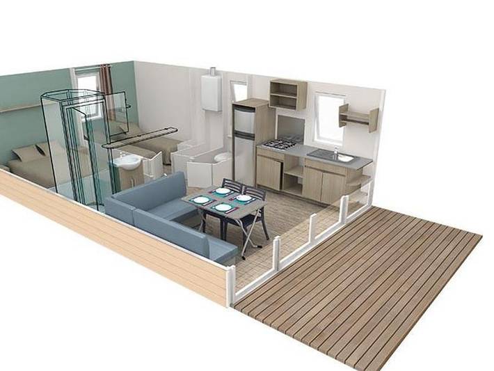 Flower Camping des 2 Rivières - Mobilheim 6 personen - Comfort Tv - 3 Schlafzimmer + Terrasse in Offranville, Dieppe und Umgebung