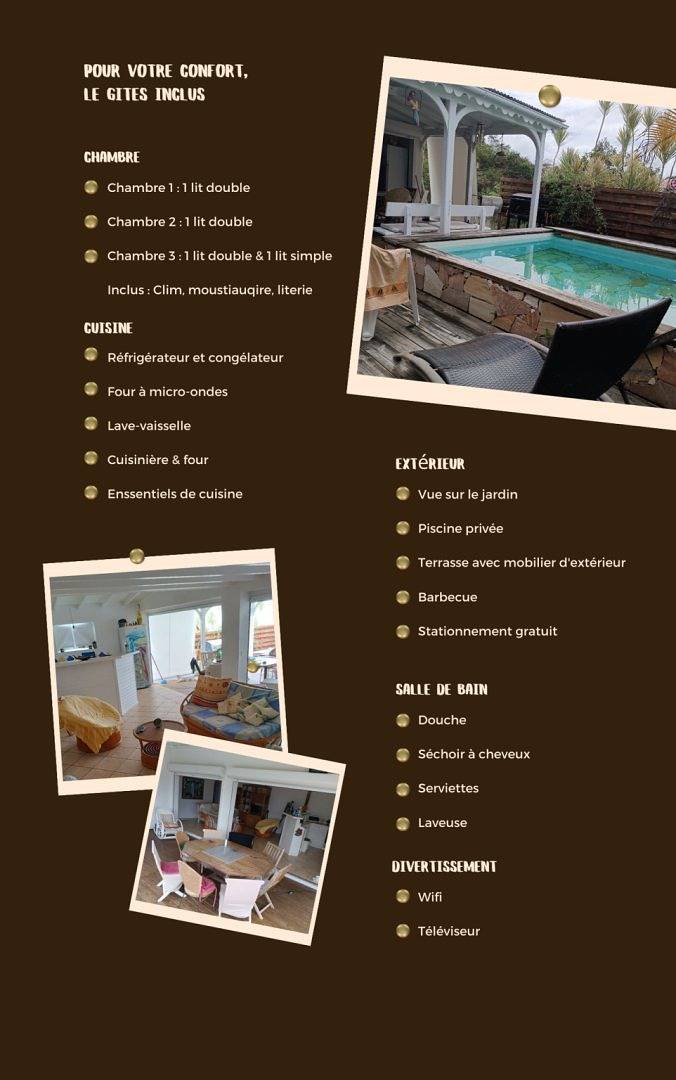 Gîte pour 7 personnes, avec piscine ainsi que jardin et terrasse à Le Moule - 4