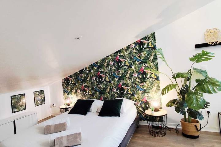 Ganze Wohnung, Le Jungle Duplex: Design & Comfort in Bègles in Bègles, Bordeaux und Umgebung