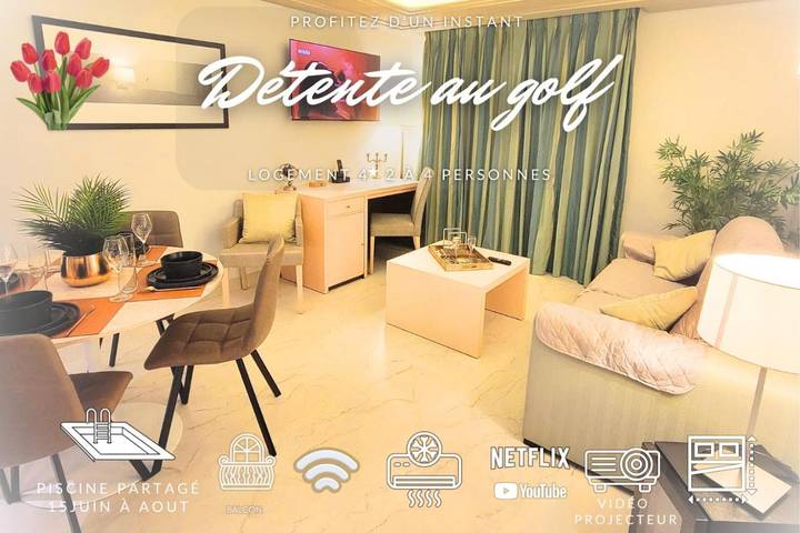 Appartement de vacances pour 4 personnes, avec sauna et balcon ainsi que piscine et vue