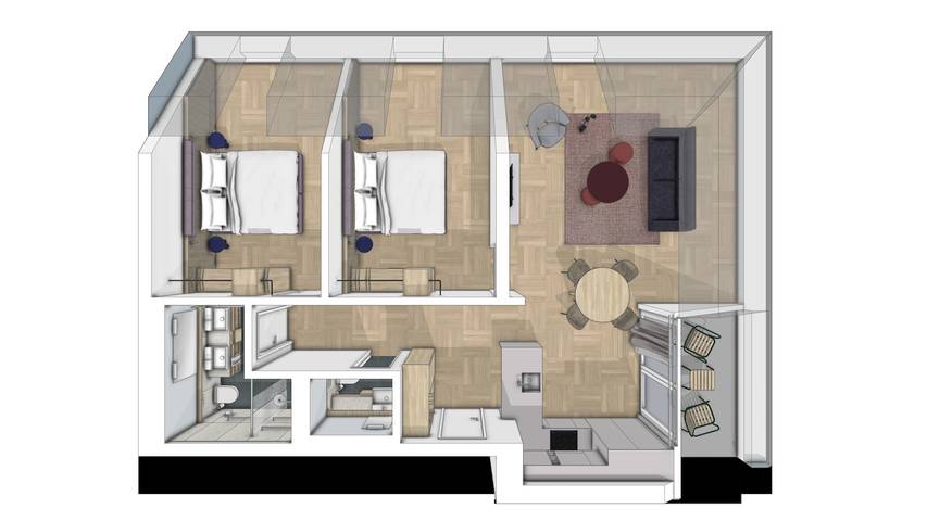 Apartahotel para 6 personas, con balcón en Suiza