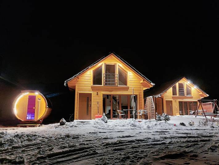 Domek letniskowy dla 5 osób, z basen i ogród oraz widok i sauna, zwierzęta dozwolone w Podkarpacie