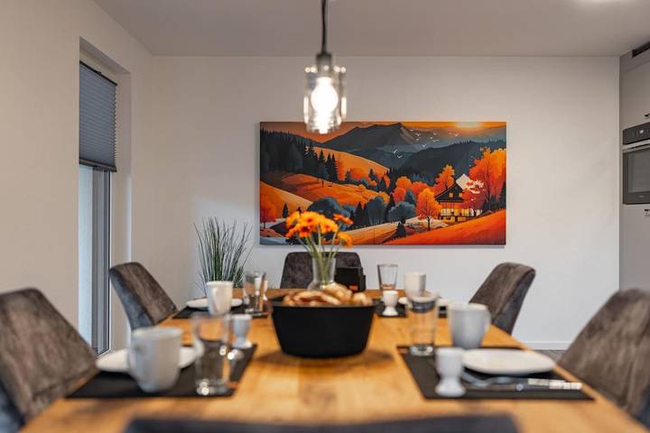 Ferienwohnung für 6 Personen, mit Balkon und Terrasse sowie Garten und Ausblick