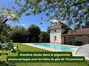 Maison d’hôte pour 2 personnes, avec vue et jardin ainsi que piscine et terrasse à Fontainebrux