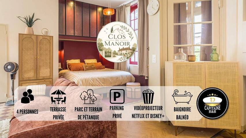 Gîte pour 4 personnes, avec Jacuzzi et Terrasse à Chappes
