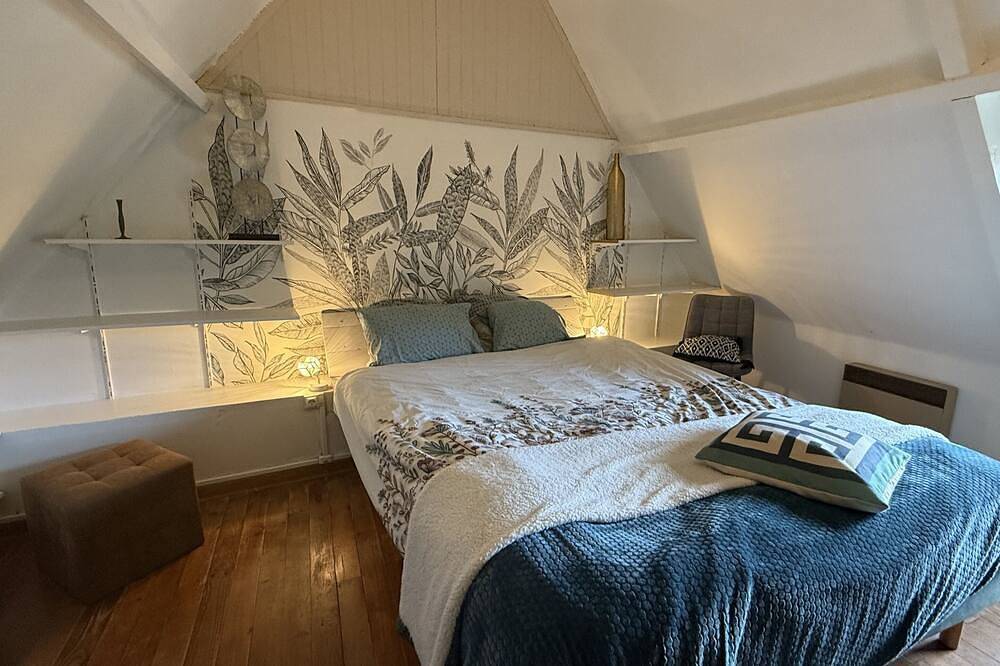 La Pommeraie-Ferienhaus-Traditionell-Ensuite mit Bad-Blick auf die Landschaft in Audinghen, Boulogne-sur-Mer und Umgebung
