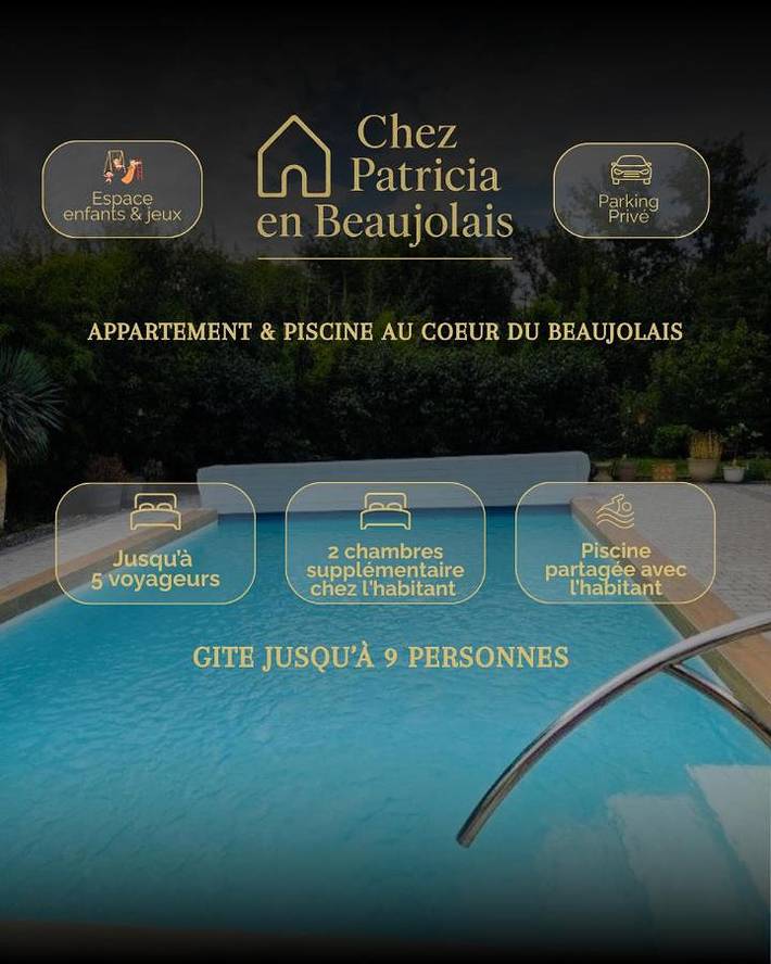 Gîte pour 4 personnes, avec Terrasse ainsi que Jardin et Piscine à Blacé - 2