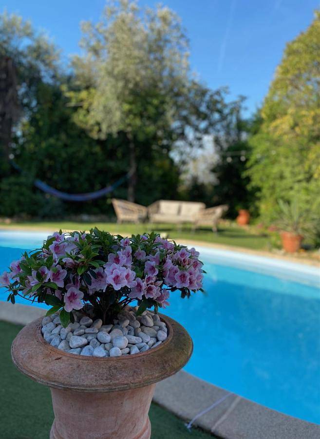 Location de vacances pour 2 personnes, avec terrasse et piscine ainsi que vue et jardin, animaux acceptés à Villeneuve-lès-Bouloc