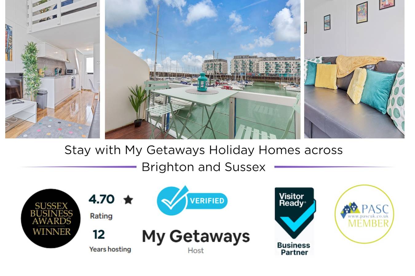 Entire apartment, On the Water 2  A One-of-a-Kind Stay | Free Parking | By My Getaways in Brighton Marina, Brighton