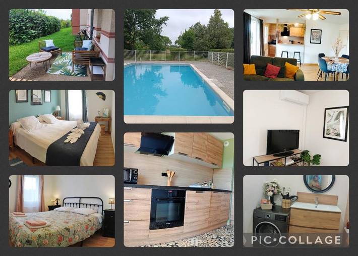 Appartement de vacances pour 6 personnes, avec piscine et jardin