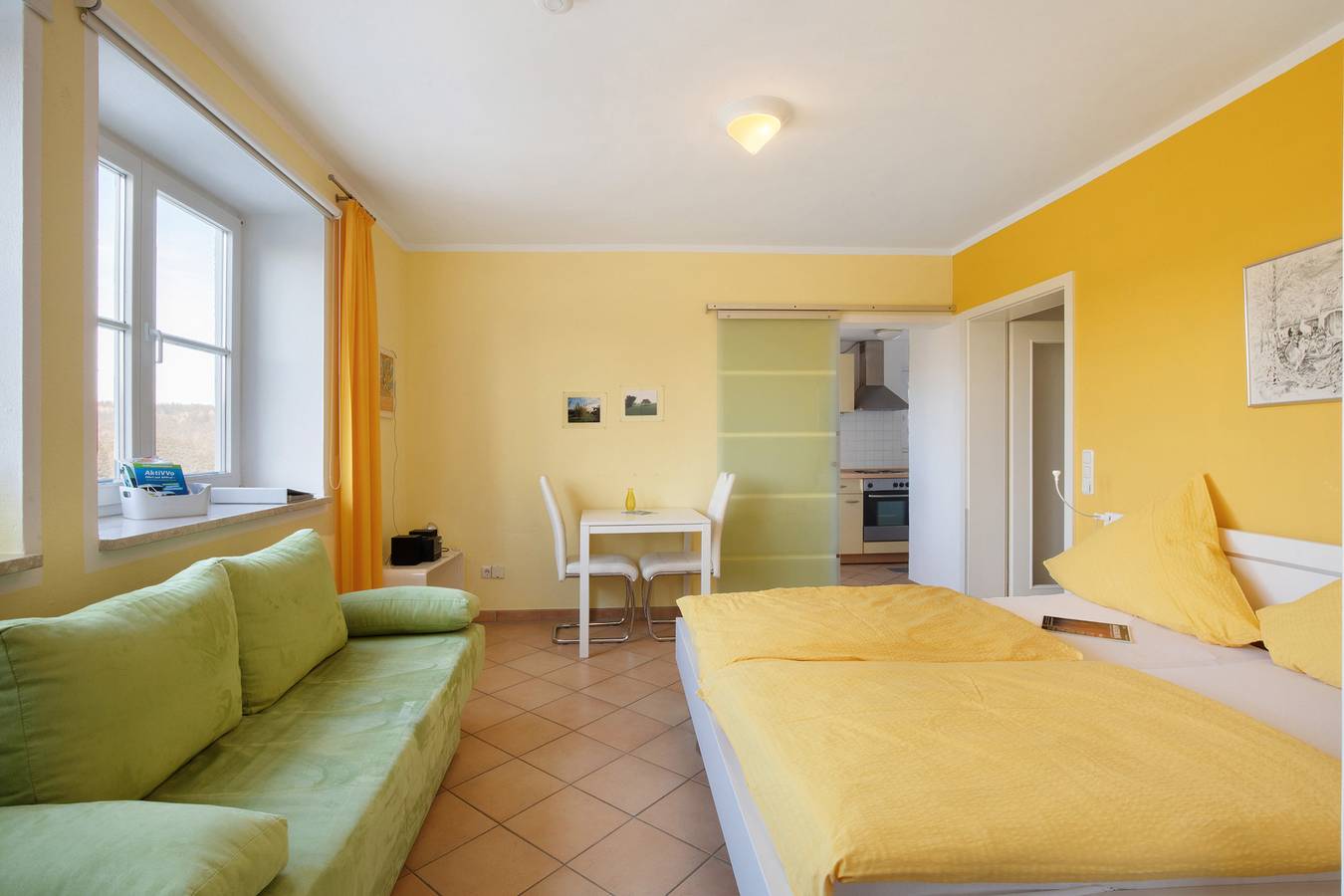 Ganze Wohnung, Ferienwohnung 'Birkethof - Studio' mit Bergblick, privater Terrasse und Wi-Fi in Grimoldsried, Mickhausen