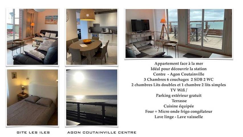 Location de vacances pour 6 personnes, avec Balcon ainsi que Terrasse et Vue à Agon-Coutainville