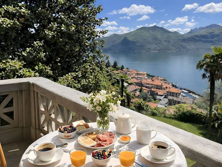 Ferienwohnung für 3 Personen, mit Balkon und Terrasse sowie Garten und Seeblick in Gemeinde Menaggio