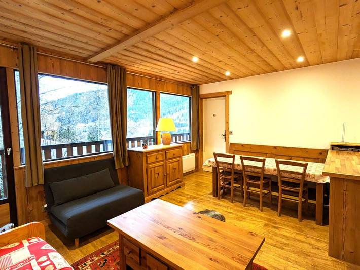 Ganze Wohnung, Gemütliche Wohnung 4-6 Pers Balkon, Ski-in/Ski-out, überdachter Parkplatz in La Clusaz, Annecy und Umgebung