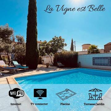 Location de vacances pour 6 personnes, avec jardin ainsi que piscine et vue à Canet