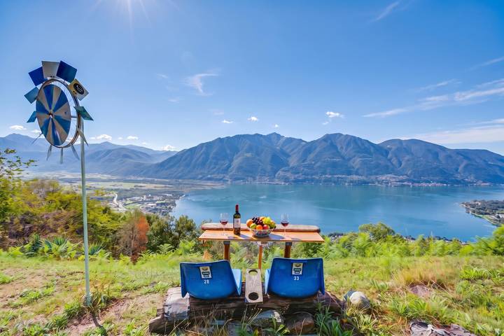 Ferienhaus für 3 Personen, mit Balkon und Kinderpool sowie Seeblick in Brione sopra Minusio
