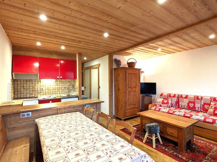Ganze Wohnung, Gemütliche Wohnung 4-6 Pers Balkon, Ski-in/Ski-out, überdachter Parkplatz in La Clusaz, Annecy und Umgebung
