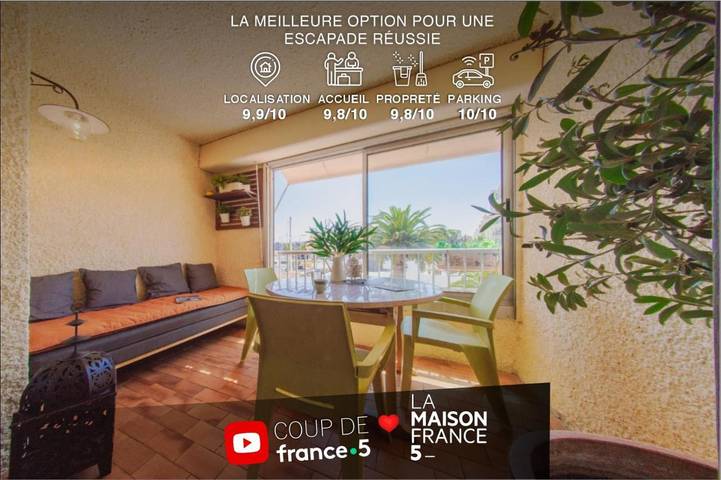 Location de vacances pour 3 personnes, avec terrasse et vue à Gruissan