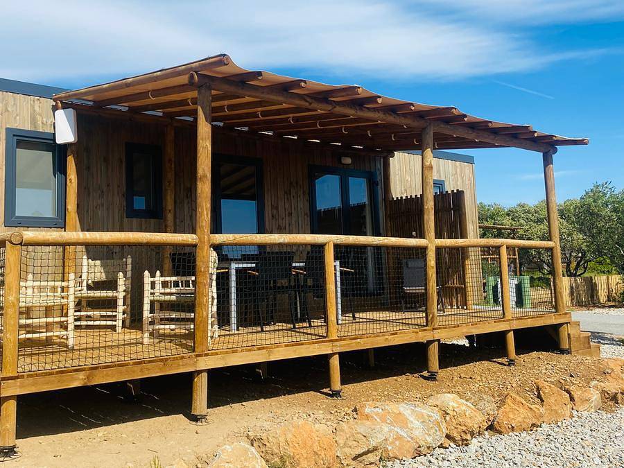 Camping Le Fun - Mobilheim 6 personen - Xl premium 6pers 2 badezimmer, 3 schlafzimmer +überdachte terrasse+ tv+geschirrspüler+klimatisierung in Fitou, Narbonne und Umgebung