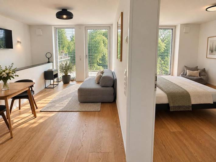 Ferienwohnung für 4 Personen, mit Terrasse und Garten sowie Ausblick