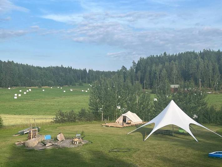 Kemping dla 5 osób, z sauna i taras oraz widok w Finlandia