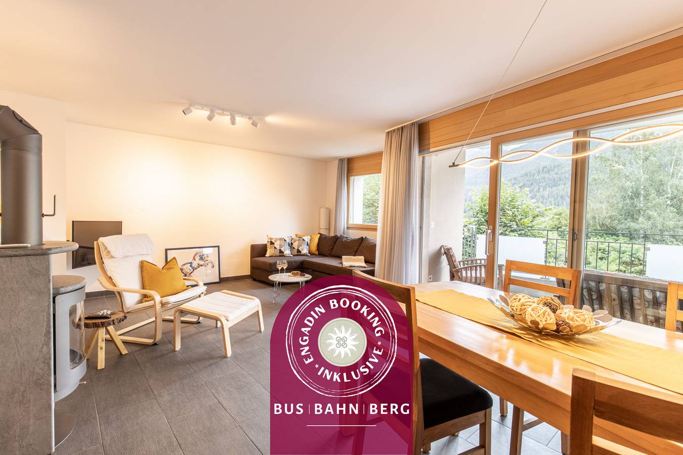 Ganze Wohnung, La Stüvetta: Moderne, qualitativ hochstehend ausgebaute 2.5 Zimmerwohnung direkt bei der Bergbahn Motta Naluns in Scuol, Unterengadin