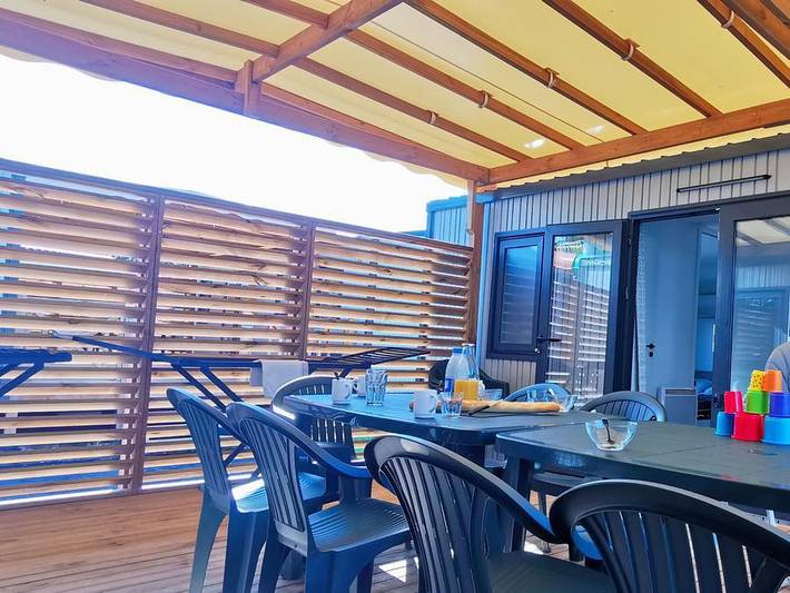 Camping La Mer Blanche  - Mobilheim 12 personen - Presta+ Tribu 6 Schlafzimmer 2sdb 60m² TV + Klimaanlage in Bénodet, Côte de Cornouaille
