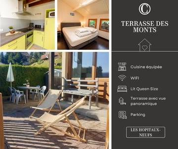 Gîte pour 4 personnes, avec terrasse et vue à Les Hôpitaux-Neufs