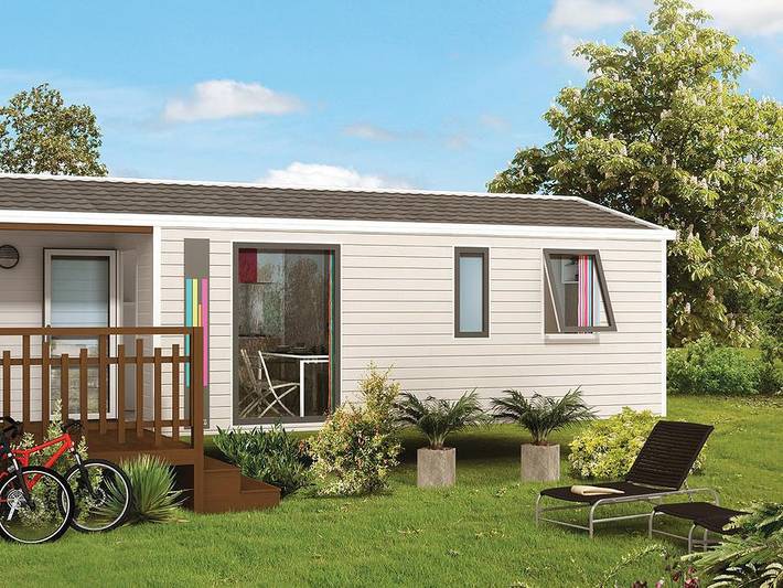 Camping Les Tournesols - Mobilheim 6 personen - Mobilheim Malaga 38m² (30m² + 8m² Terrasse)- 3 Zimmer 6 pers. in Le Grez, Parc naturel régional Normandie-Maine