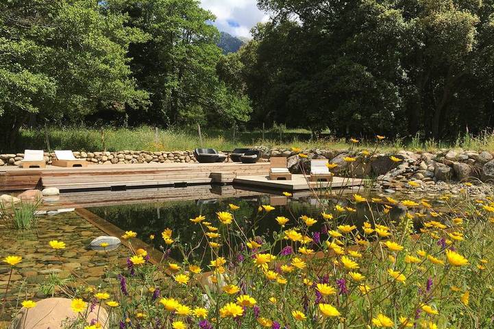 Gîte pour 5 personnes, avec Terrasse ainsi que Jardin et Piscine à Petreto-Bicchisano