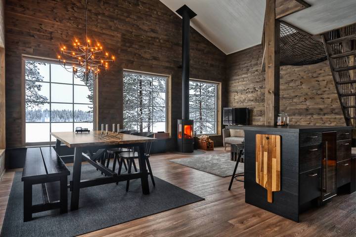 Ferienhaus für 8 Personen, mit Balkon/Terrasse und Garten sowie Sauna in Lappland (Schweden)